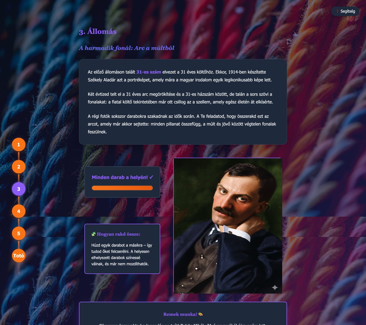 3. állomás – Arc a múltból, portré puzzle összerakva