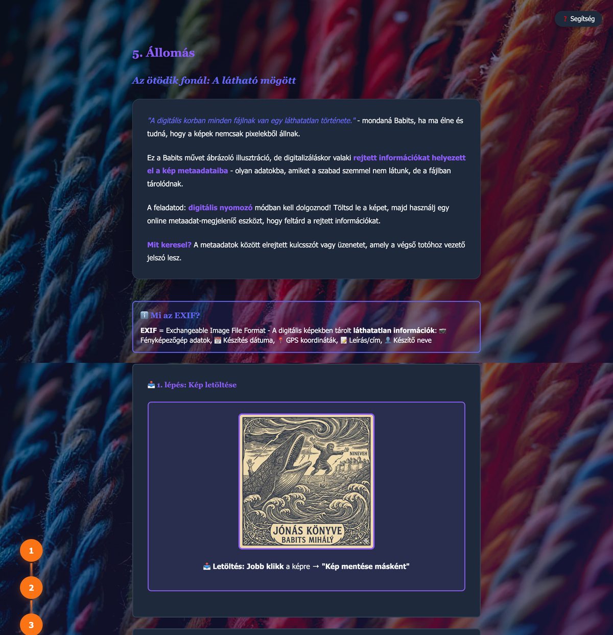 5. állomás – EXIF metaadat elemzés, GPS koordináta