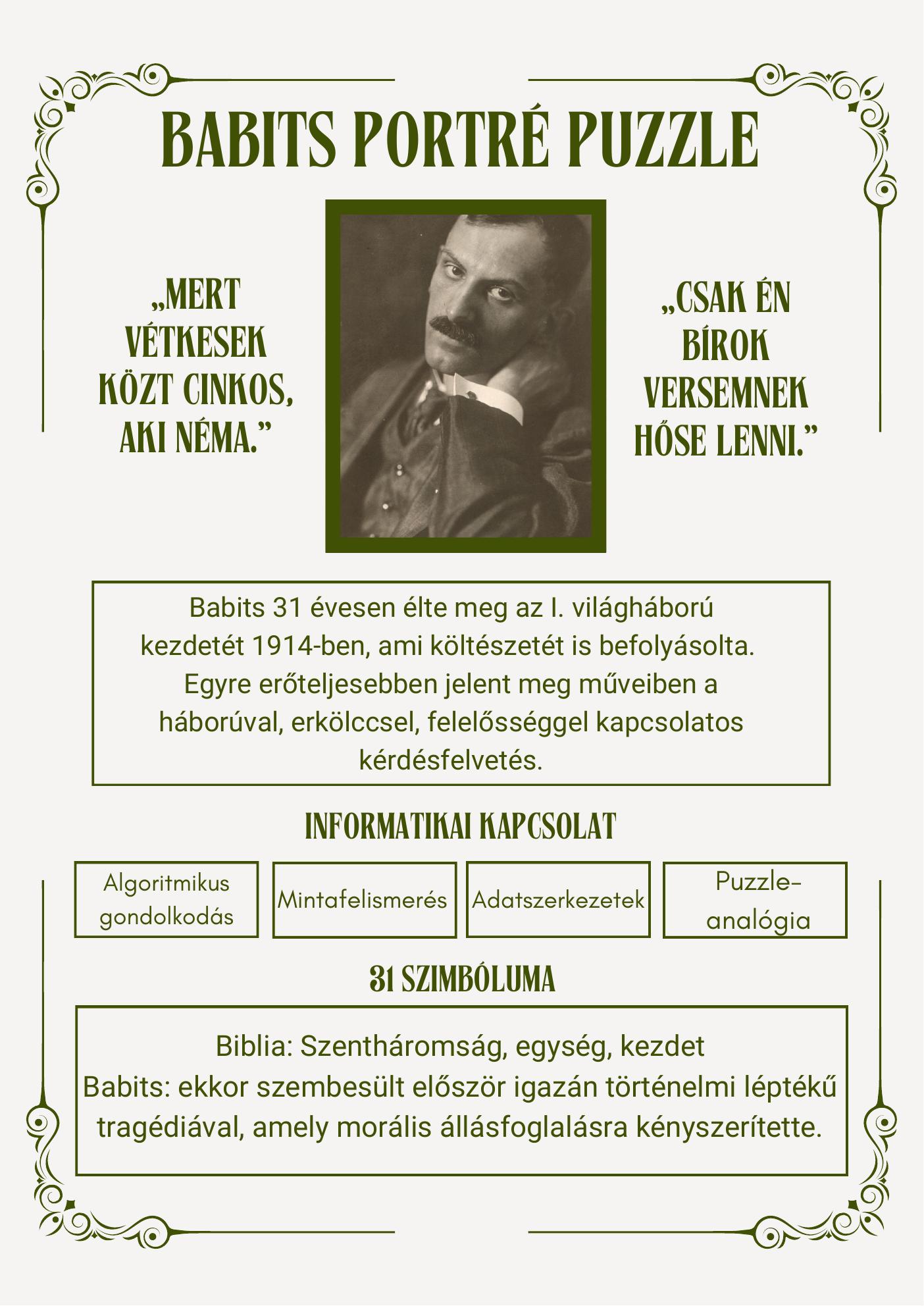 Babits portré puzzle – előnézet